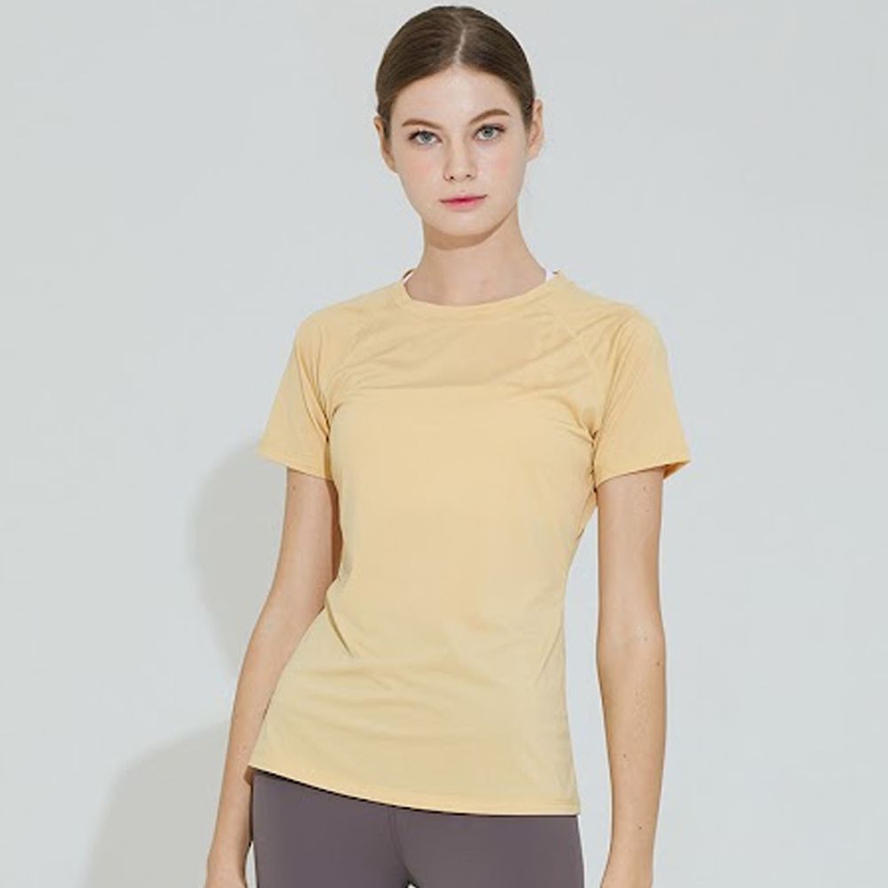 SportyChic - Sleek防皺質感透氣T恤-PST0010-鵝黃色