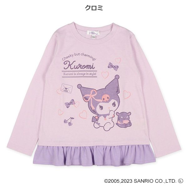 日本西松屋 - 三麗鷗 圓領印花長袖上衣-庫洛米-粉紫