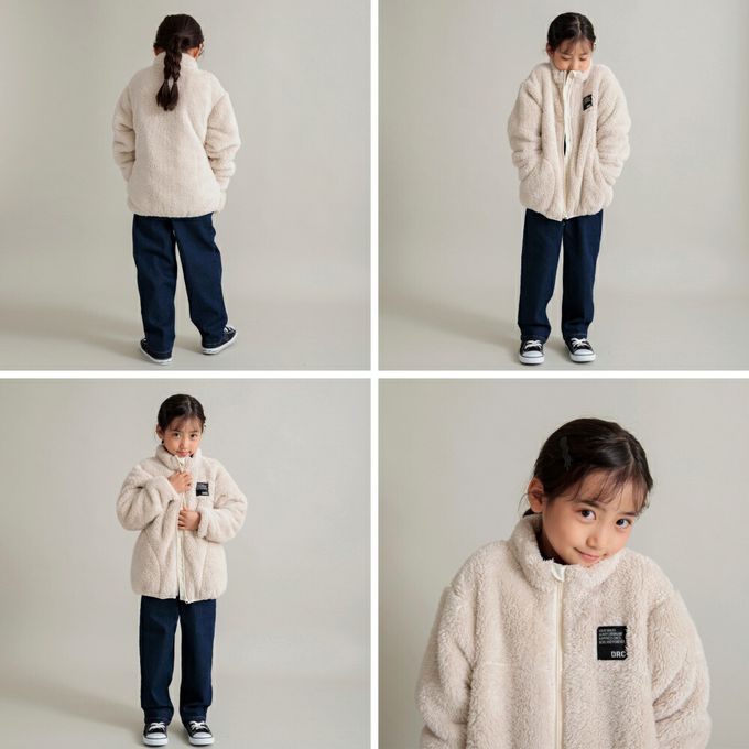 日本 BRANSHES - 泰迪熊絨毛保暖拉鍊外套-黑