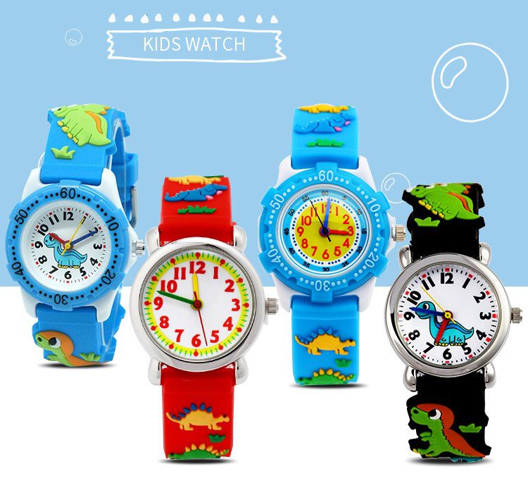 3D立體卡通兒童手錶-經典小圓錶-黑色消防車