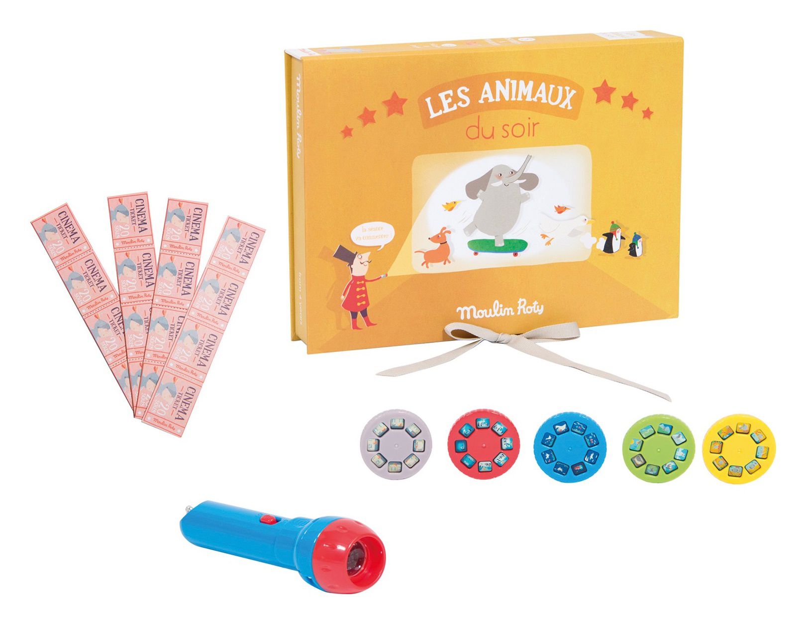 Moulin Roty - 故事手電筒劇院組-動物樂園-yellow