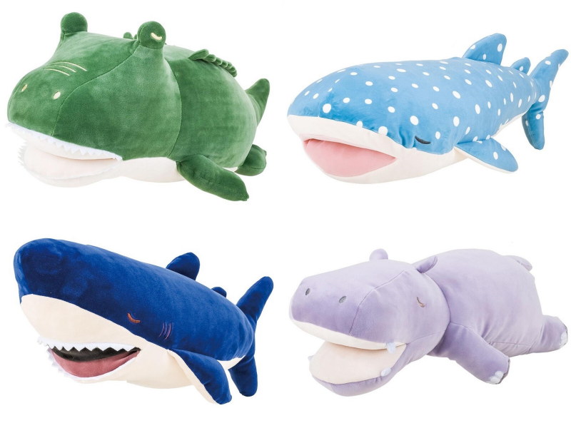 日本 LIV HEART - Q萌動物造型抱枕/靠墊-咬咬河馬 (48x26x15cm)