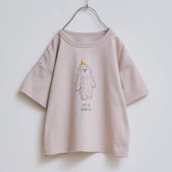 日本千趣會 - 純棉落肩北歐風印花短袖上衣-長毛雪怪-粉棕