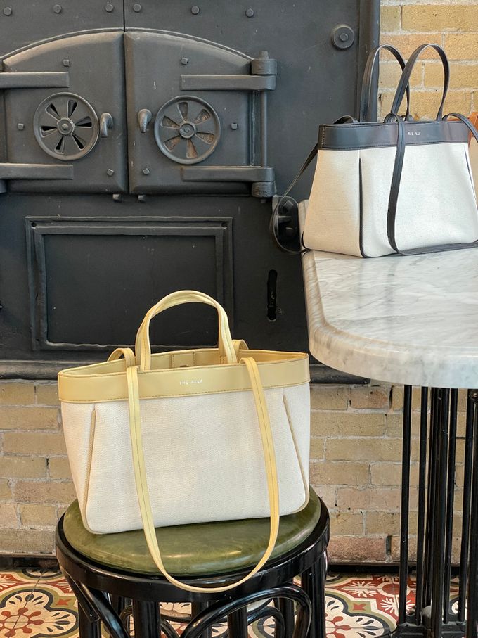 韓國 THEALLY - 經典帆布包手提/肩背包-黑