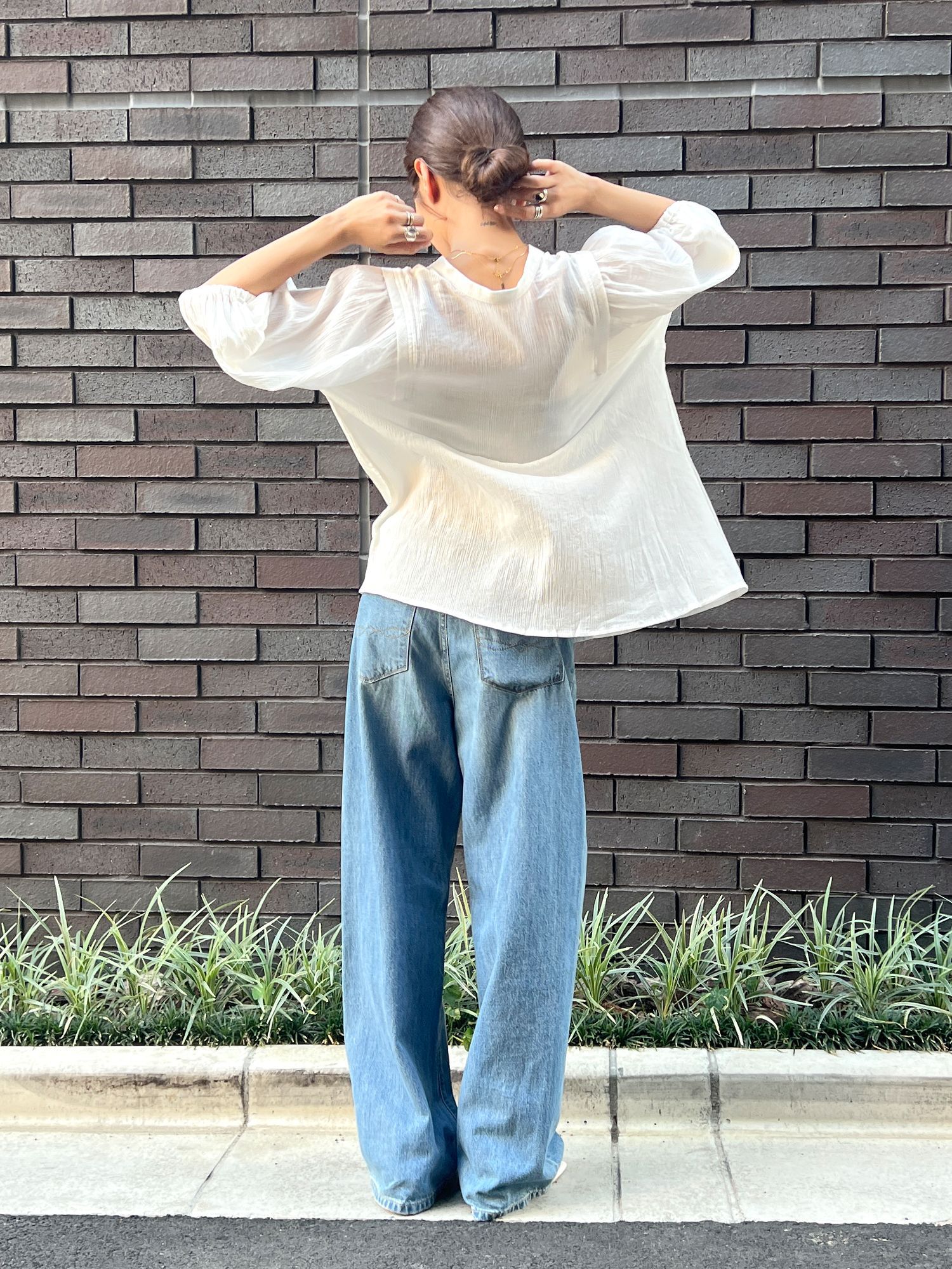 日本 Ungrid - 氣質優雅泡泡袖襯衫-紅 (F)