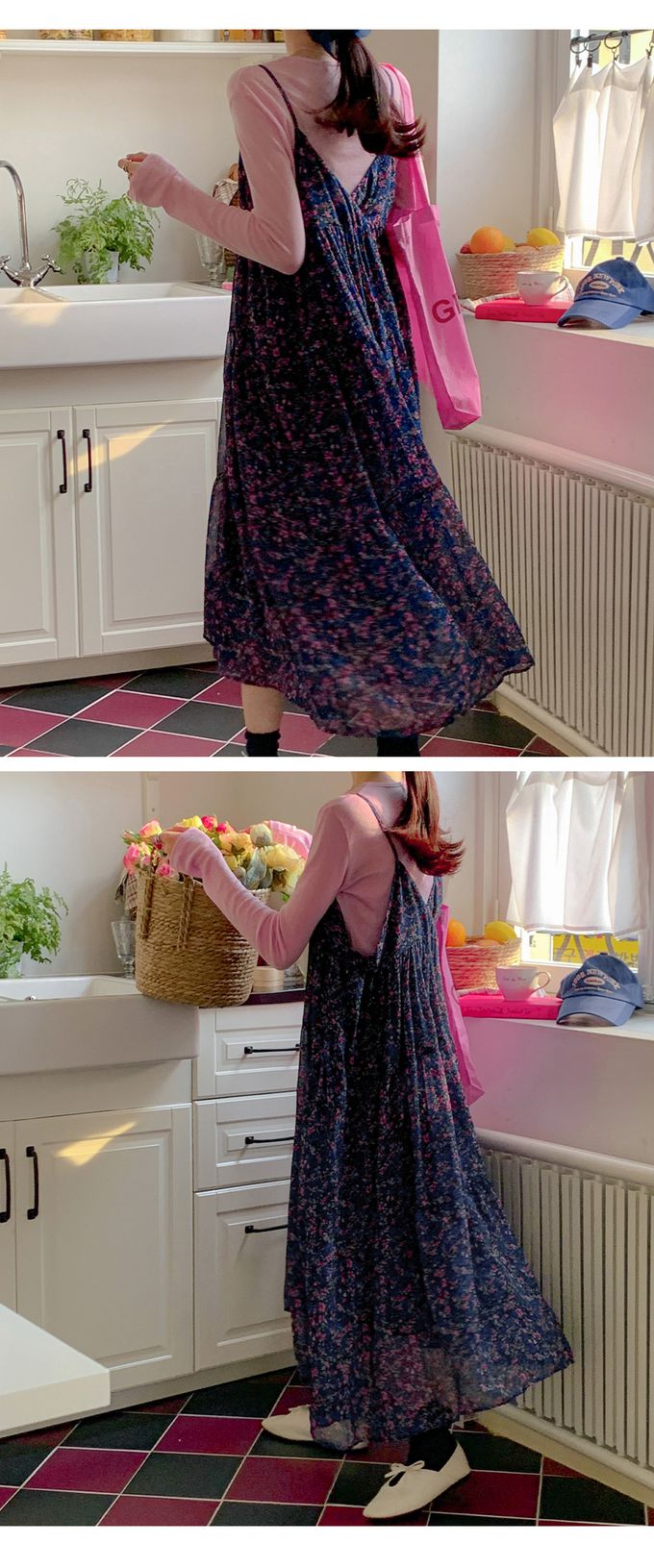 韓國女裝代購 - 搭配必備！極簡薄透長袖上衣-粉 (FREE)