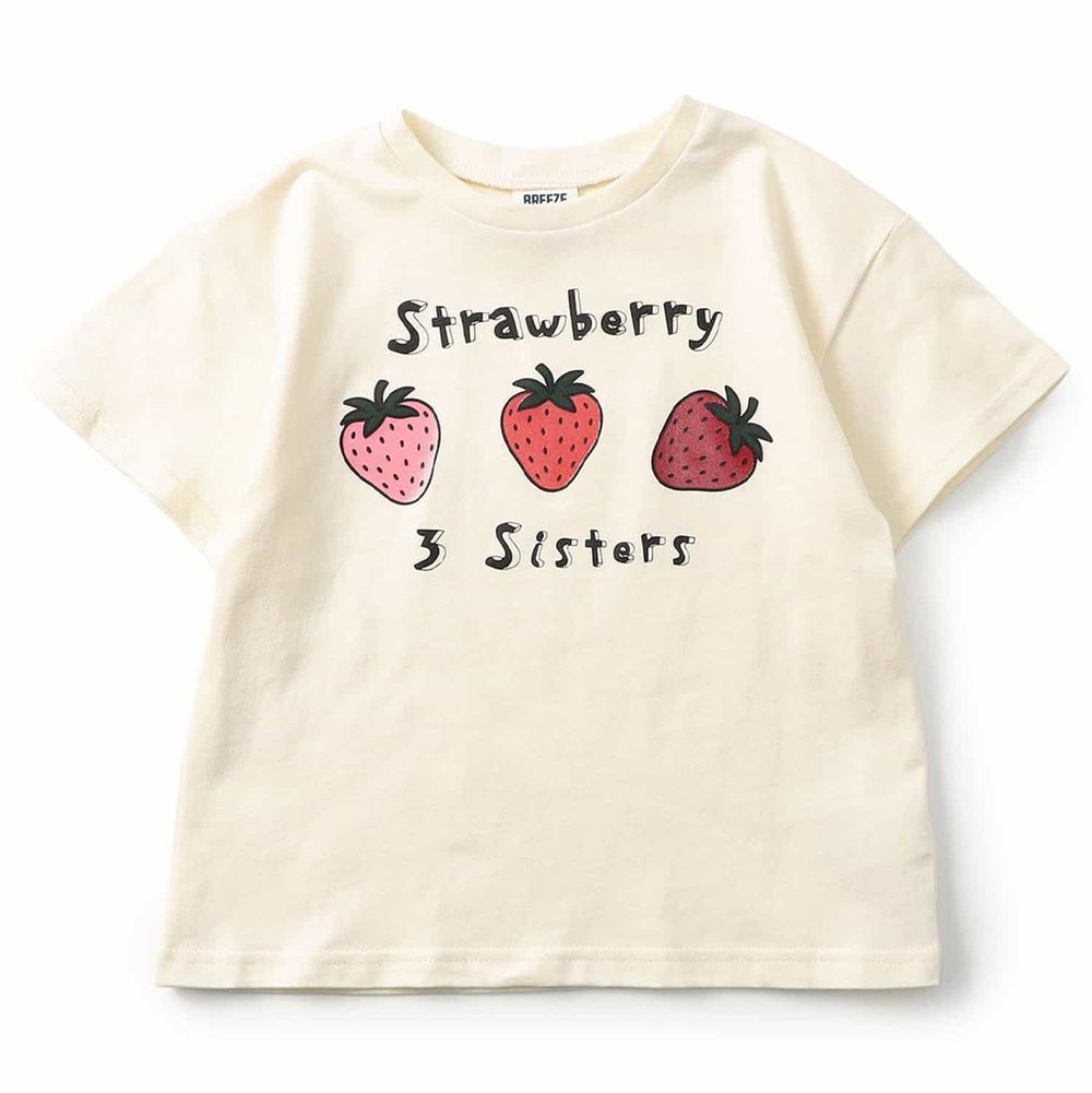 夏日風情女孩短袖上衣-三顆草莓-象牙白