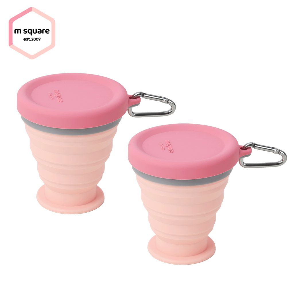 新色摺疊矽膠中杯(兩入裝)-櫻桃粉-櫻粉色