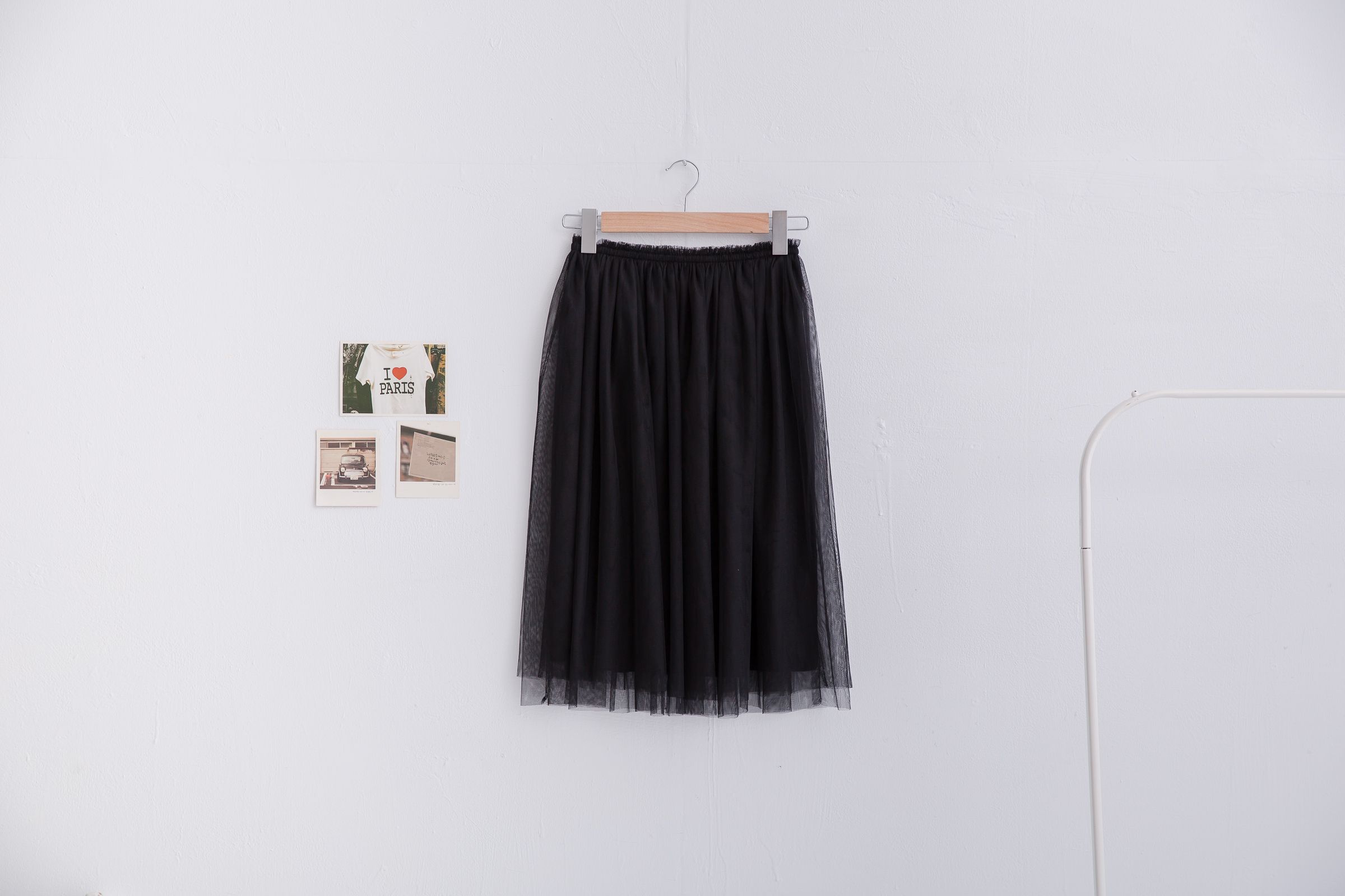 Peachy - 獨家訂製綿柔半身紗裙-半身中長版-華麗黑 (F)