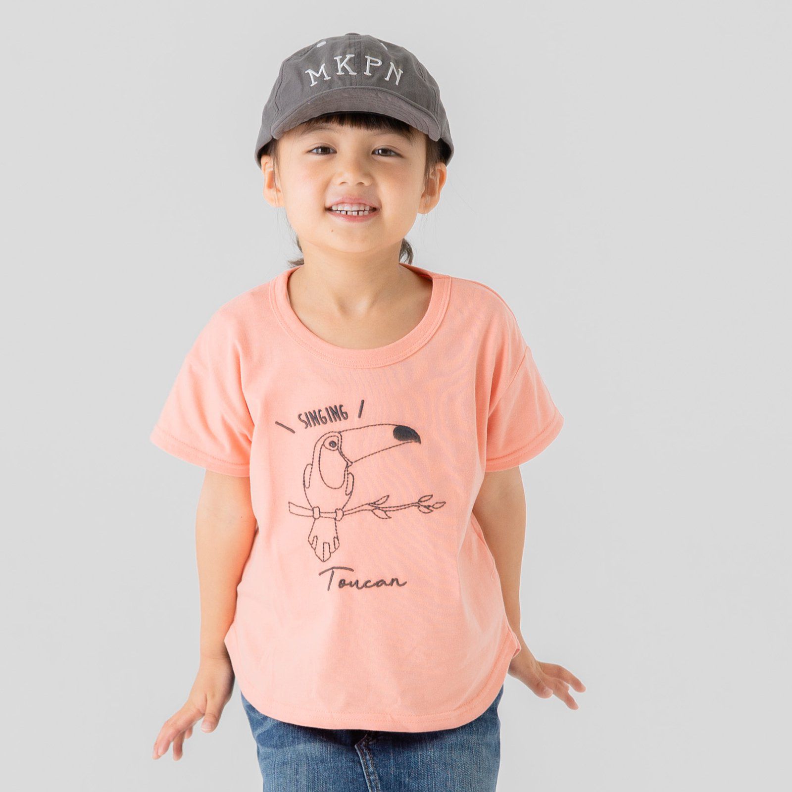 日本 Chil2 - 維他命色刺繡印花短袖上衣-大嘴鳥-橘紅