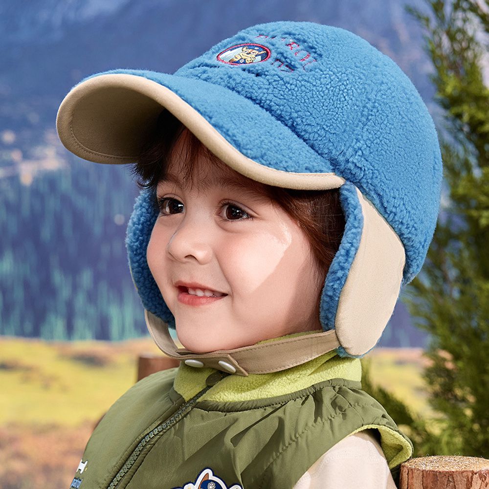 卡通汪汪隊兩用護耳保暖加絨棒球帽-卡通人物阿奇-藍色 (F(帽圍54cm))