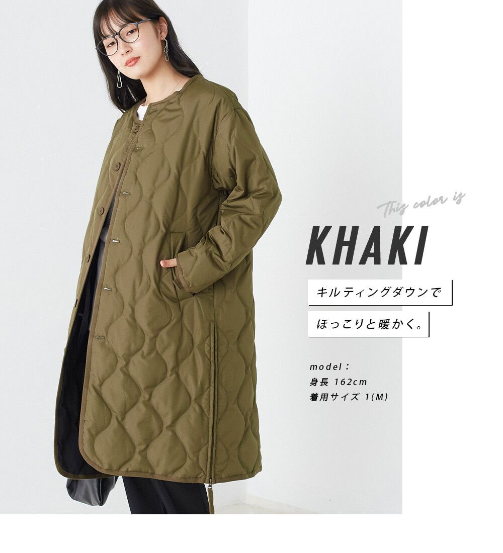 日本 OMNES - 輕量波浪衍縫長版羽絨外套-焦糖棕