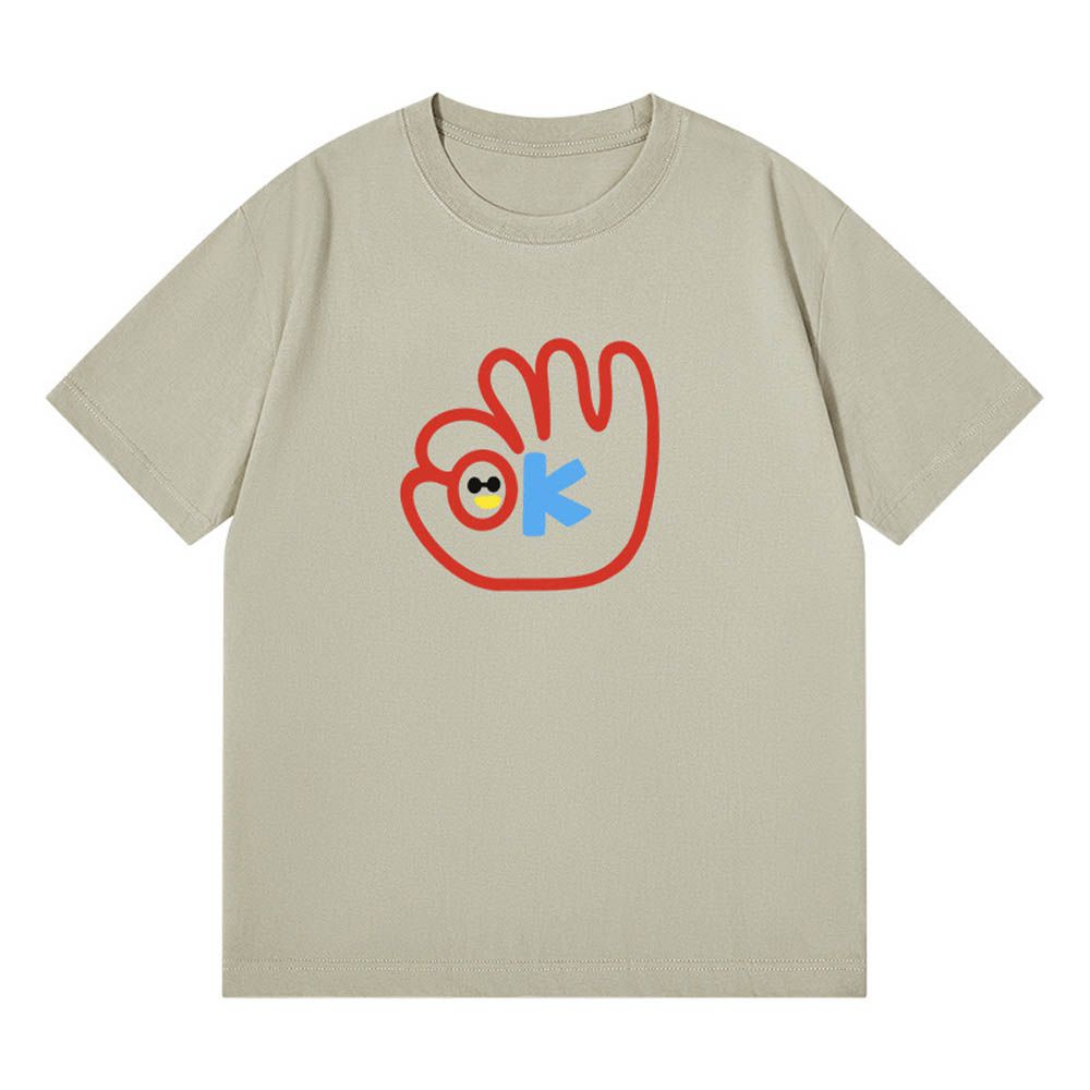 純棉寬版印花T恤-樂趣OK-綠色