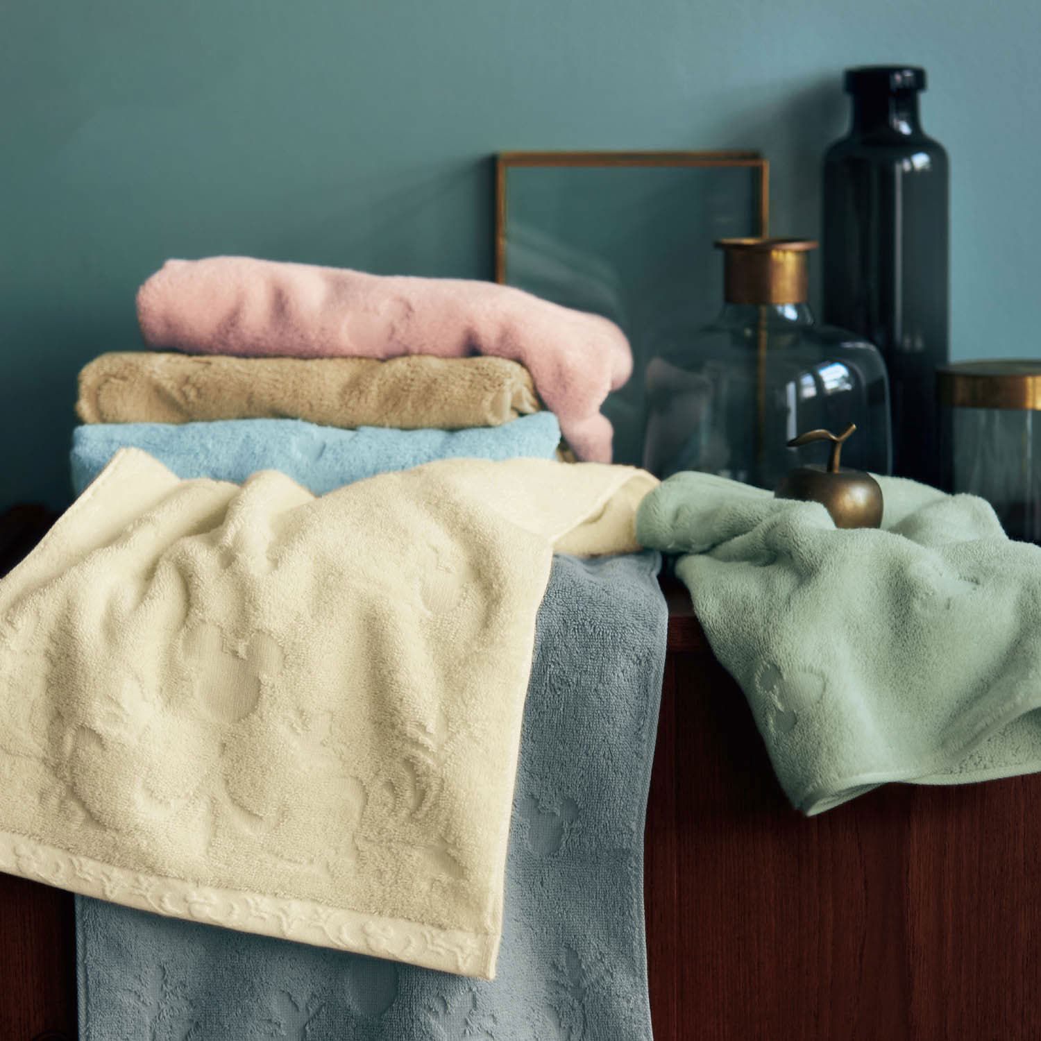 日本千趣會 - 抗菌防臭 日本製今治蓬鬆洗臉巾-米奇-米杏 (34×80cm)