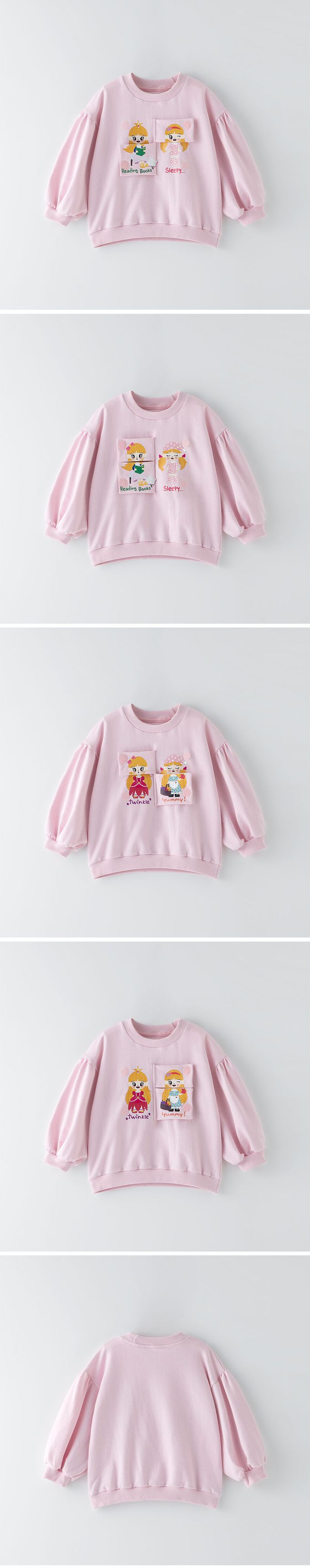 韓國 OZKIZ - 立體小女孩長袖縮口上衣-粉