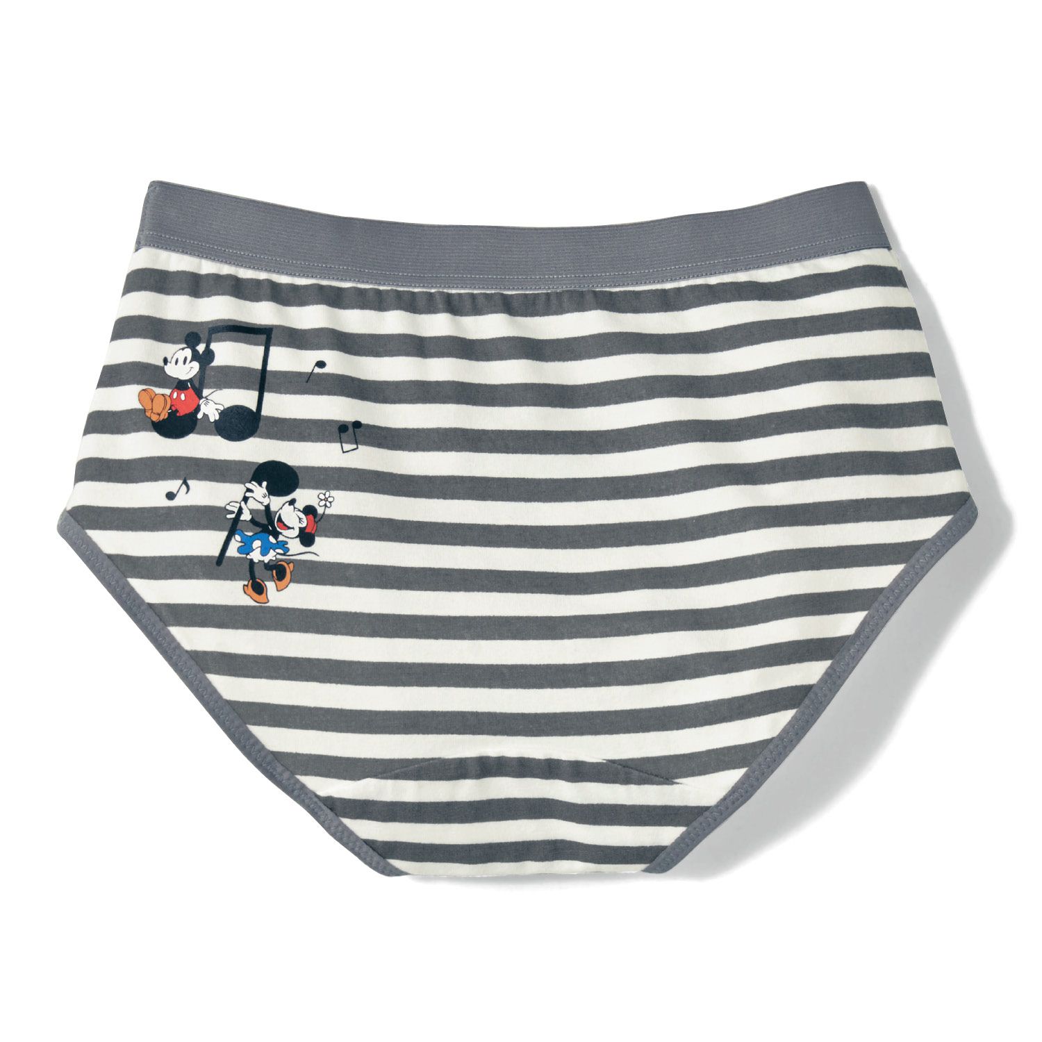 日本千趣會 - 迪士尼印花純棉內褲兩件組(媽媽)-米奇米妮-剪影藍與橫條灰