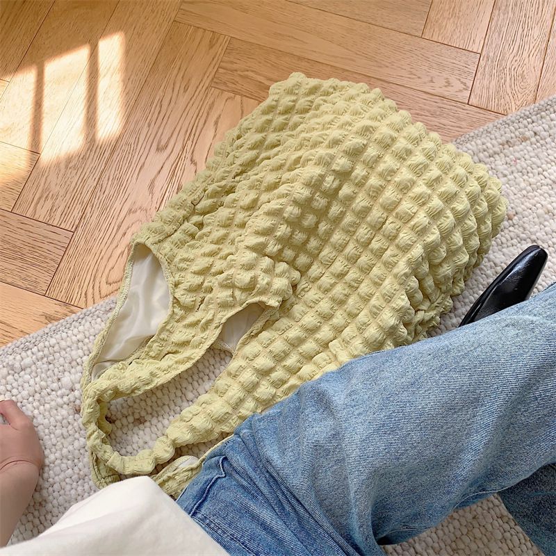 奶油泡泡雲朵手提包/肩背包-無拉鍊款-粉色 ((30+22)x39x8cm)