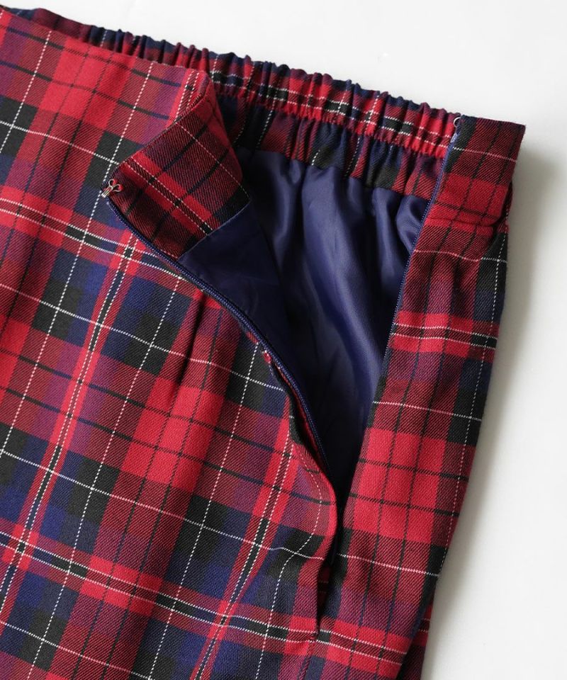 日本 zootie - 學院風格紋修身鉛筆裙-酒紅