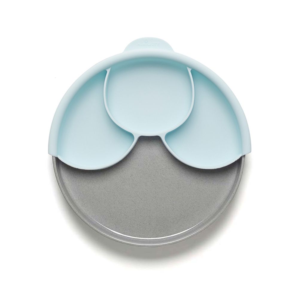 美國Miniware - 微兒天然寶貝用品系列-聰明分隔餐盤組-芝麻薄荷綠-竹纖維麵包盤*1 矽膠分隔盤*1 矽膠防滑吸盤*1