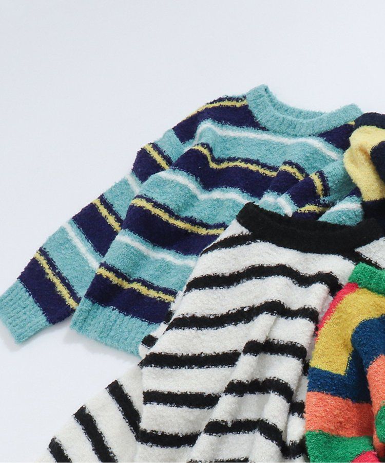 日本 BREEZE - 羊毛混紡明亮針織毛衣-彩虹條紋