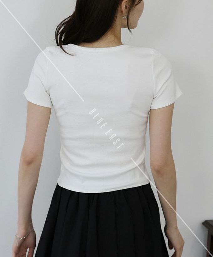 日本 BLUE EAST - 亨利領合身美型短袖上衣-粉紅