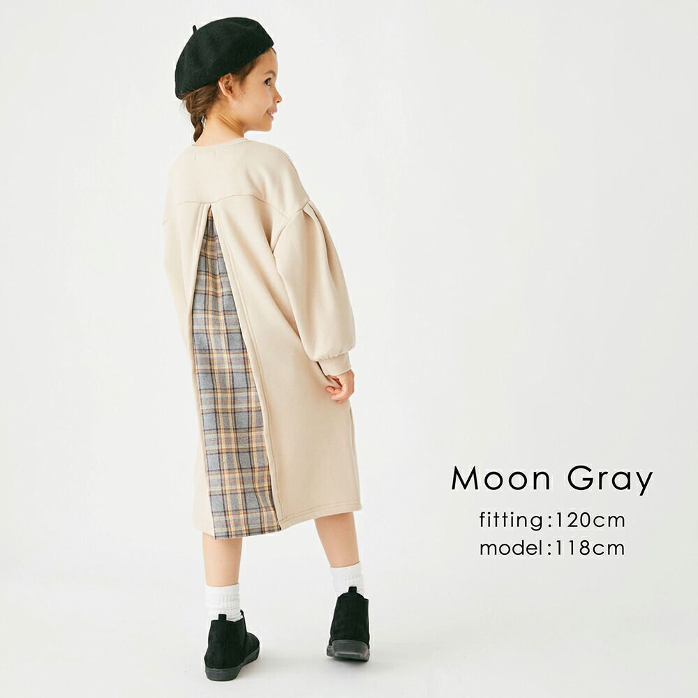 日本 evercloset - 裏毛厚磅背後拼接泡泡長袖洋裝-粉紅