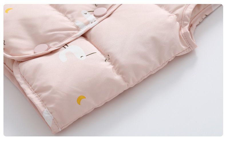 90%鴨絨兒童保暖防潑水背心-小雞-粉色