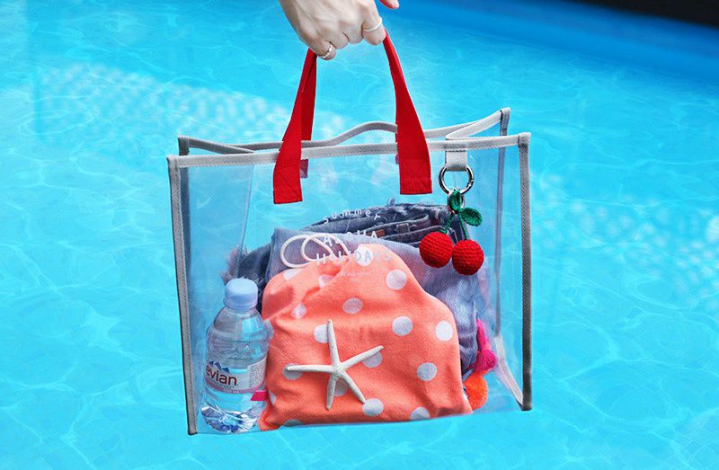 韓國製 - 雙色透明防水包-藍X黃 (35.5X28X15cm)