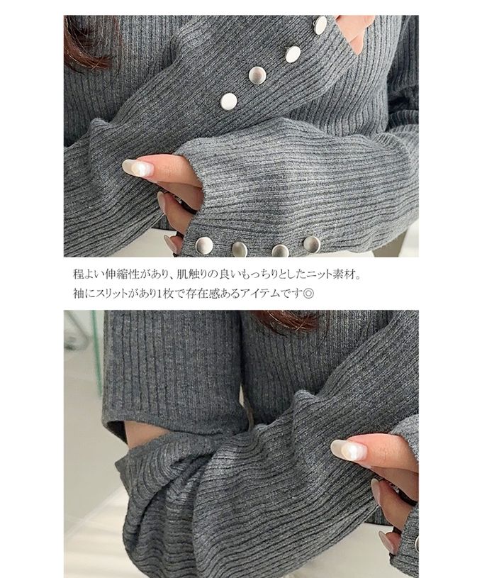 日本 Classical Elf - 時尚度UP金釦開叉袖小立領上衣-橫條紋-黑白