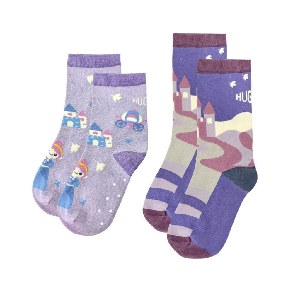 舒適中筒親子棉襪(兒童襪+成人襪子)-亮麗公主