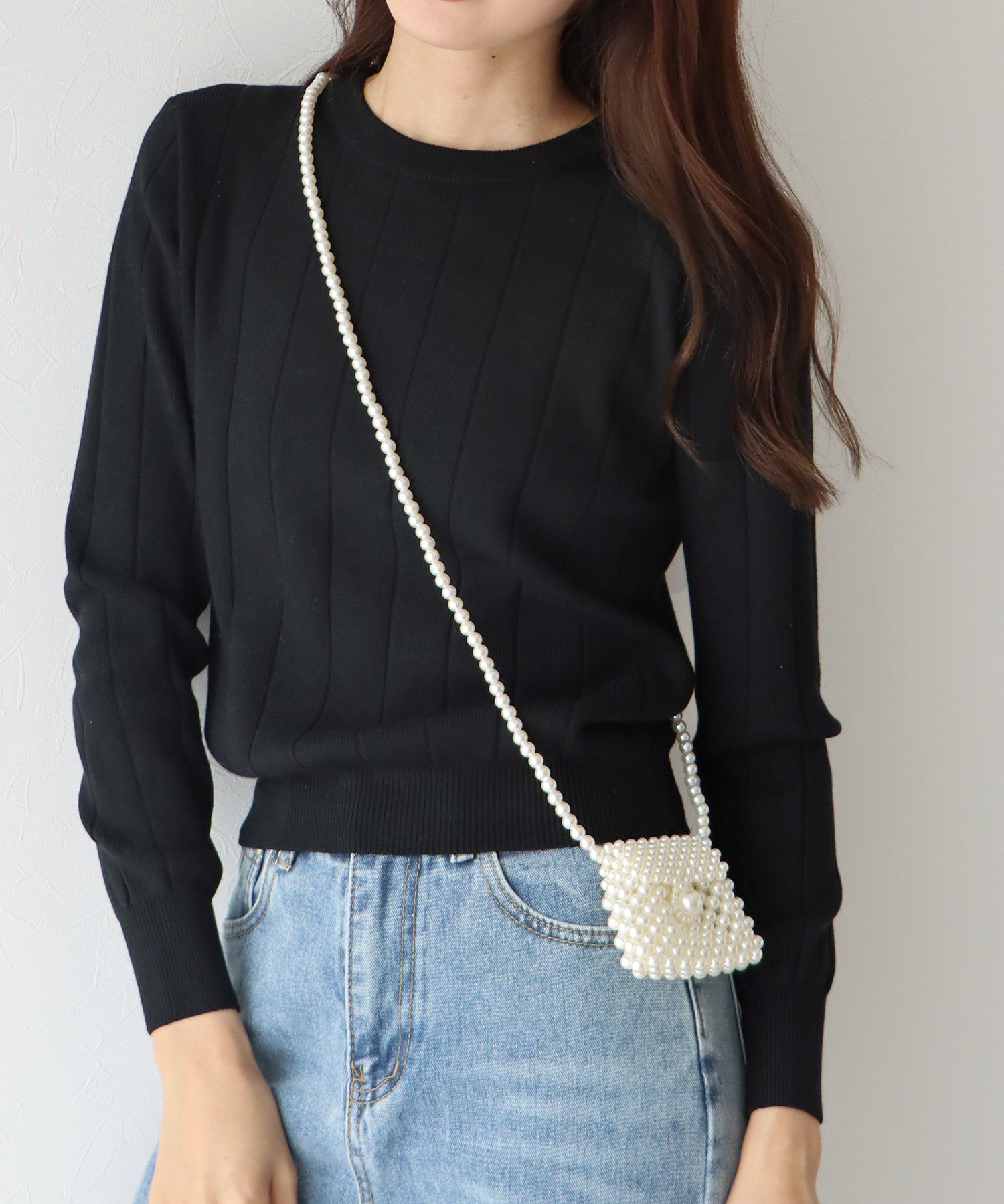 日本 BLUE EAST - 圓領粗羅紋針織上衣-紅