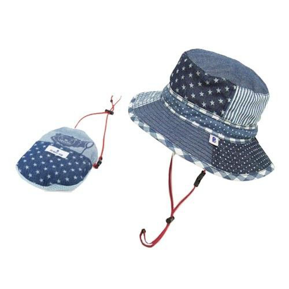 日本BeadyGem - 兒童輕巧收納帽-拼接丹寧(漁夫帽)-深色星星