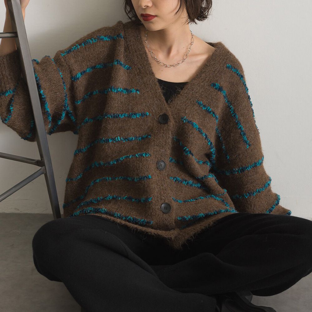 迷人線條修身V領長版針織開襟衫-咖啡