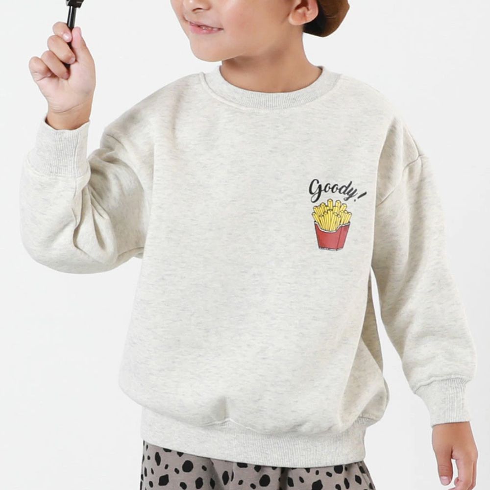 熱銷定番 裏起毛落肩大學長袖上衣-薯條-燕麥