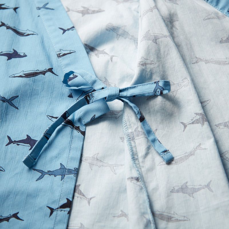 日本千趣會 - GITA 可當短褲2 WAY穿法的夏日甚平-鯊魚-水藍