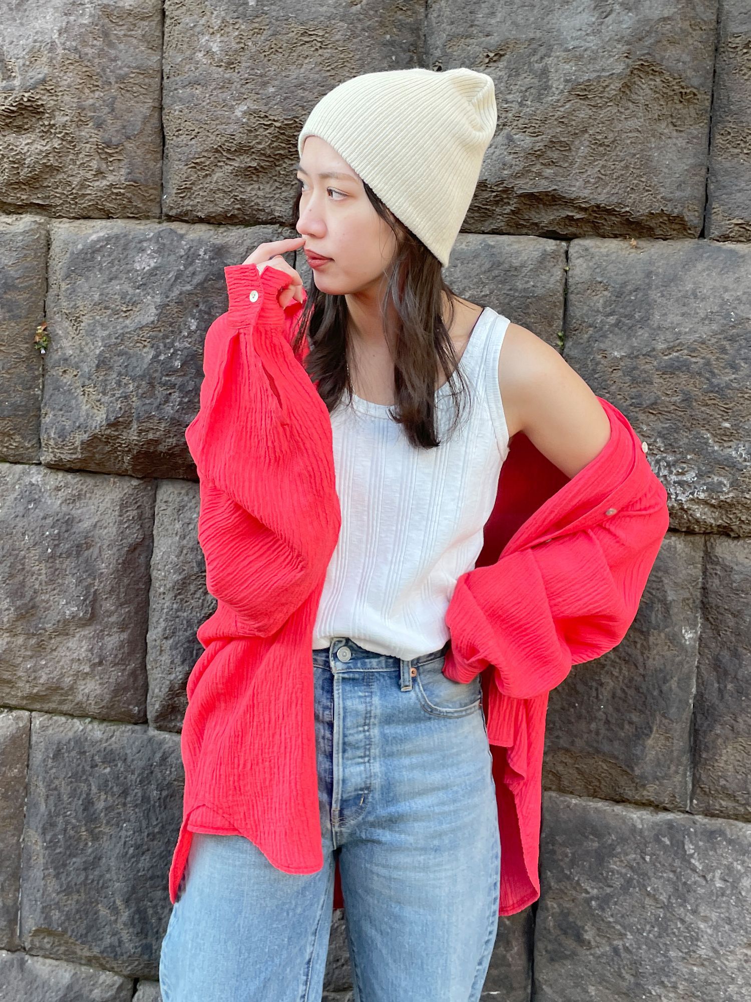 日本 Ungrid - 楊柳皺摺垂墜感襯衫-薄荷 (F)