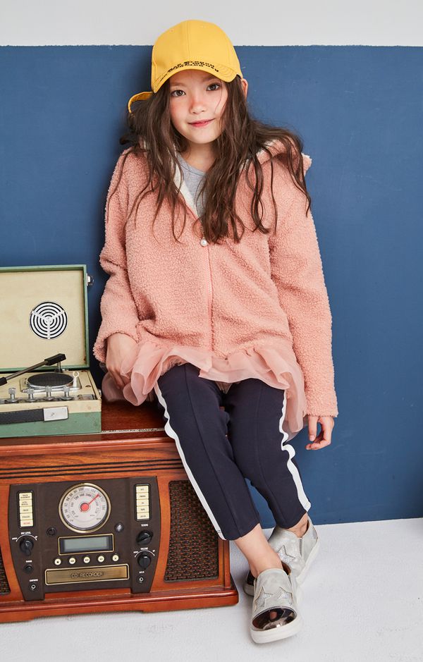 麗嬰房 Little moni - 連帽毛毛網紗外套-粉紅