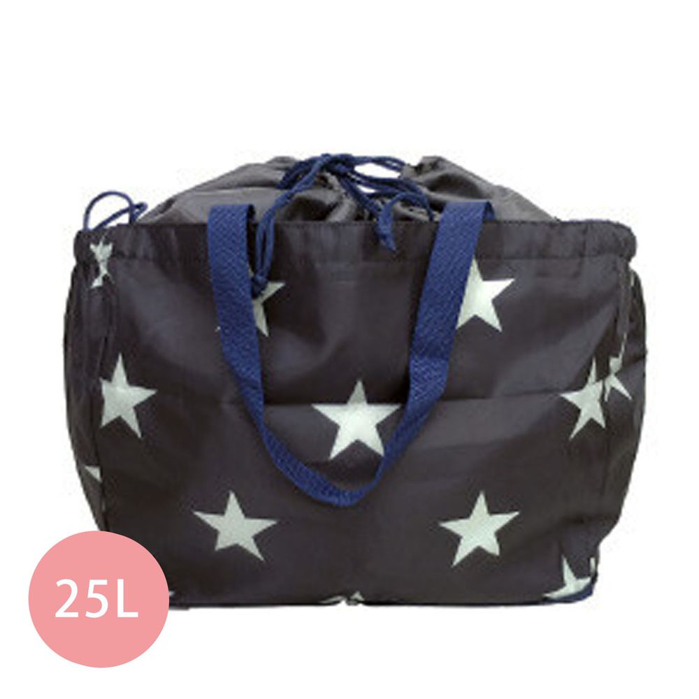 日本 Chepeli - 超大容量保冷購物袋(可套購物籃)-星星-黑-25L/耐重15kg