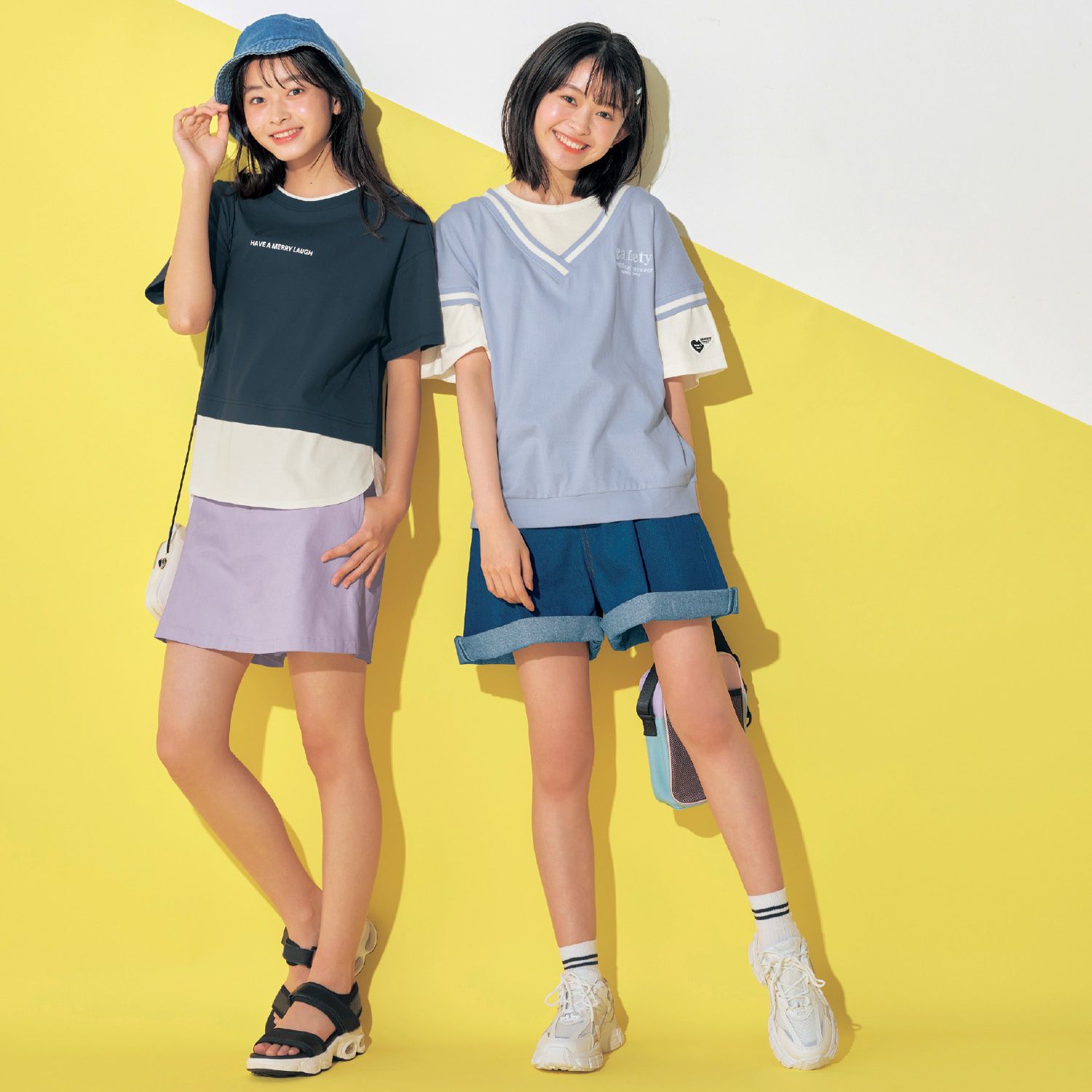 日本 Papel lapiz - 背後緞帶假二件落肩感短袖上衣-淺卡其