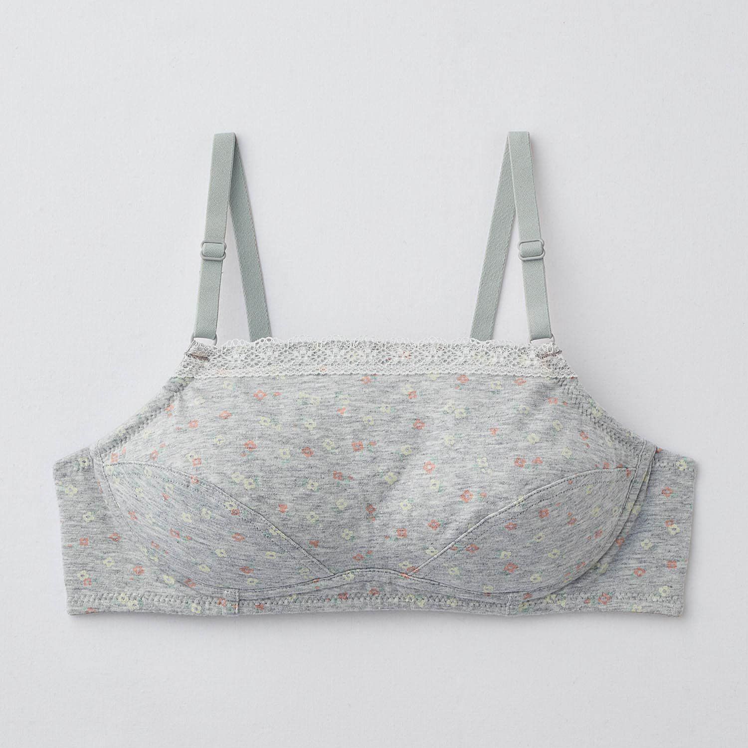 日本 Hummingchouchou - 輕柔包覆 少女成長型內衣(無背扣/肩帶可調)-條紋-粉紅