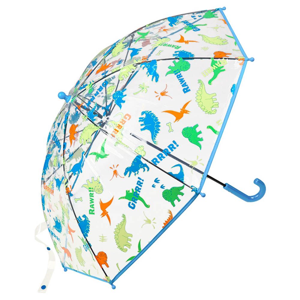 透明傘-恐龍-藍色