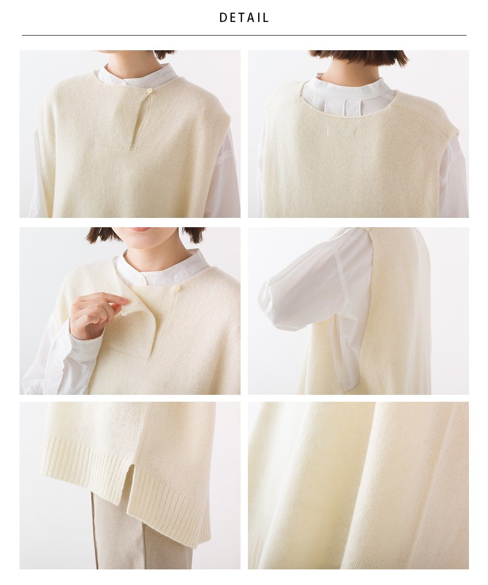 日本 OMNES - 百搭圓領羊毛保暖背心-時尚黑