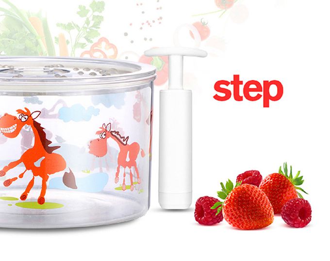 英國 BERZ - 真空保鮮盒3入組(含真空抽取棒)-糖果藍