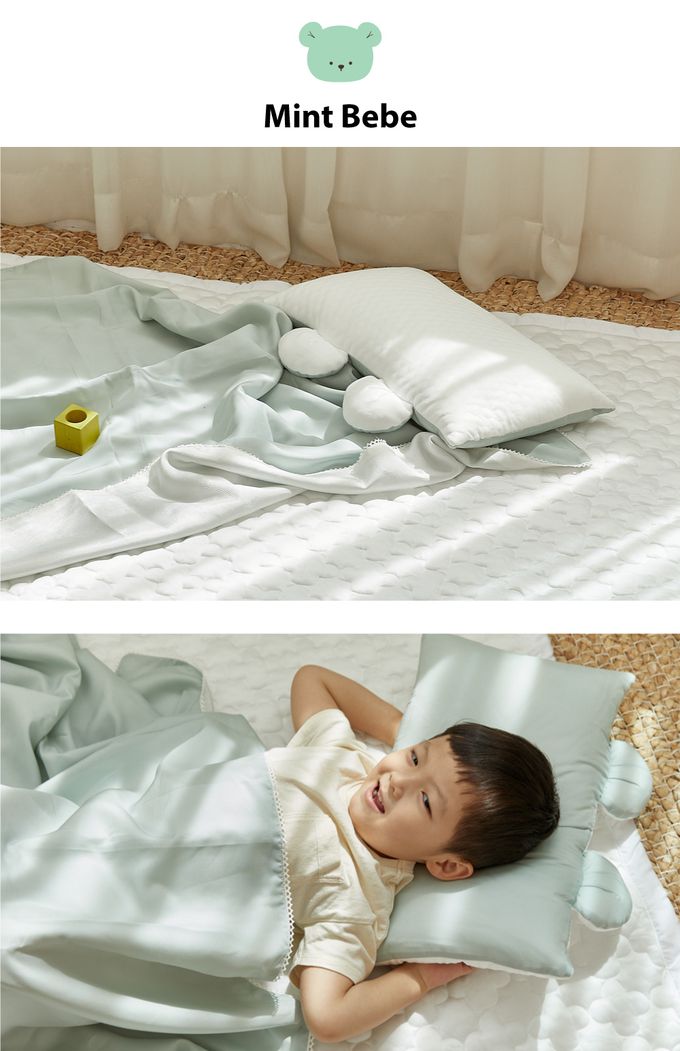 韓國 Hello HiZoo - 極度冰涼Sherbetcool 兒童涼感造型抗菌防蟎雙面枕/涼感枕/護脊/護頸枕 (熊耳)