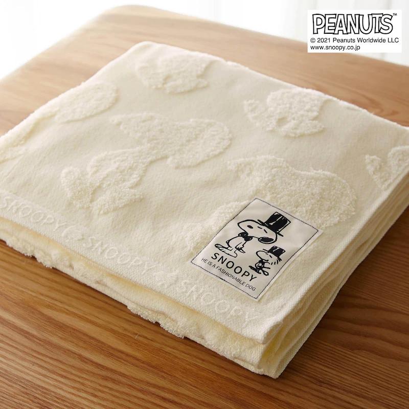 日本千趣會 - 史努比 日本製今治純棉浴巾-立體剪影-米 (60x120cm)