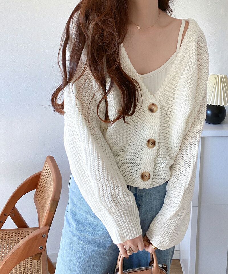 日本 Classical Elf - 可愛2WAY短版針織外套-淺米杏