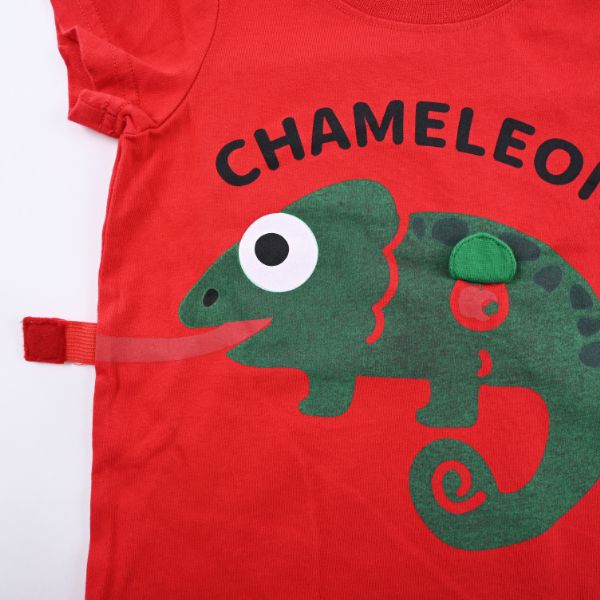 日本 Baby Room - 立體翻翻樂短袖上衣-變色龍-白