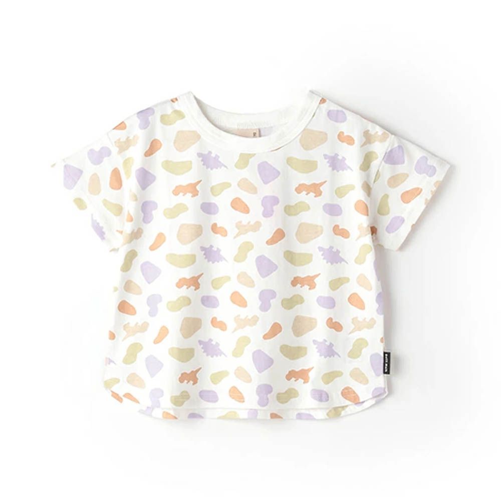 [低價]接觸冷感 滿版印花短袖上衣-恐龍-橘紫