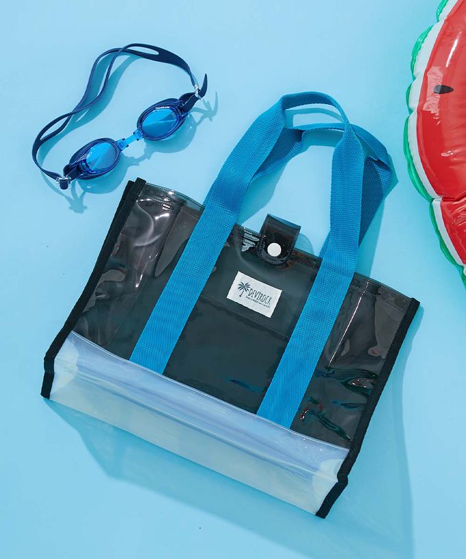 日本 devirock - 果凍色系PVC游泳/玩水包-橘x綠