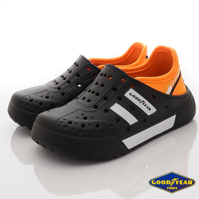 GOODYEAR - 台灣製GOODYEAR後踩水陸洞洞鞋(中小童段)-休閒鞋-黑